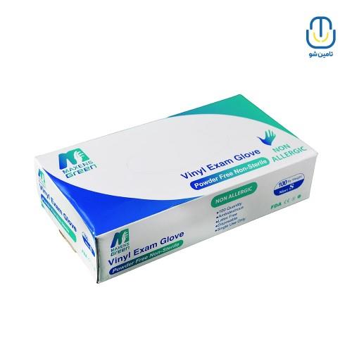دستکش معاینه وینیل گرین سایز اسمال بسته ۱۰۰ عددی